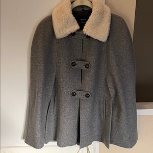 Madewell Gray Cape with Cream Collar